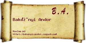 Bakányi Andor névjegykártya